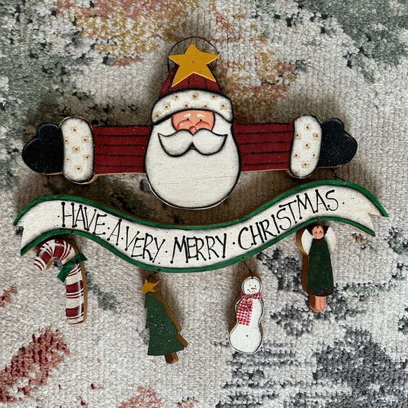 Vintage Hand Crafted Santa Have a Merry Christmas Wooden Wall Art - Picture 5 of 16